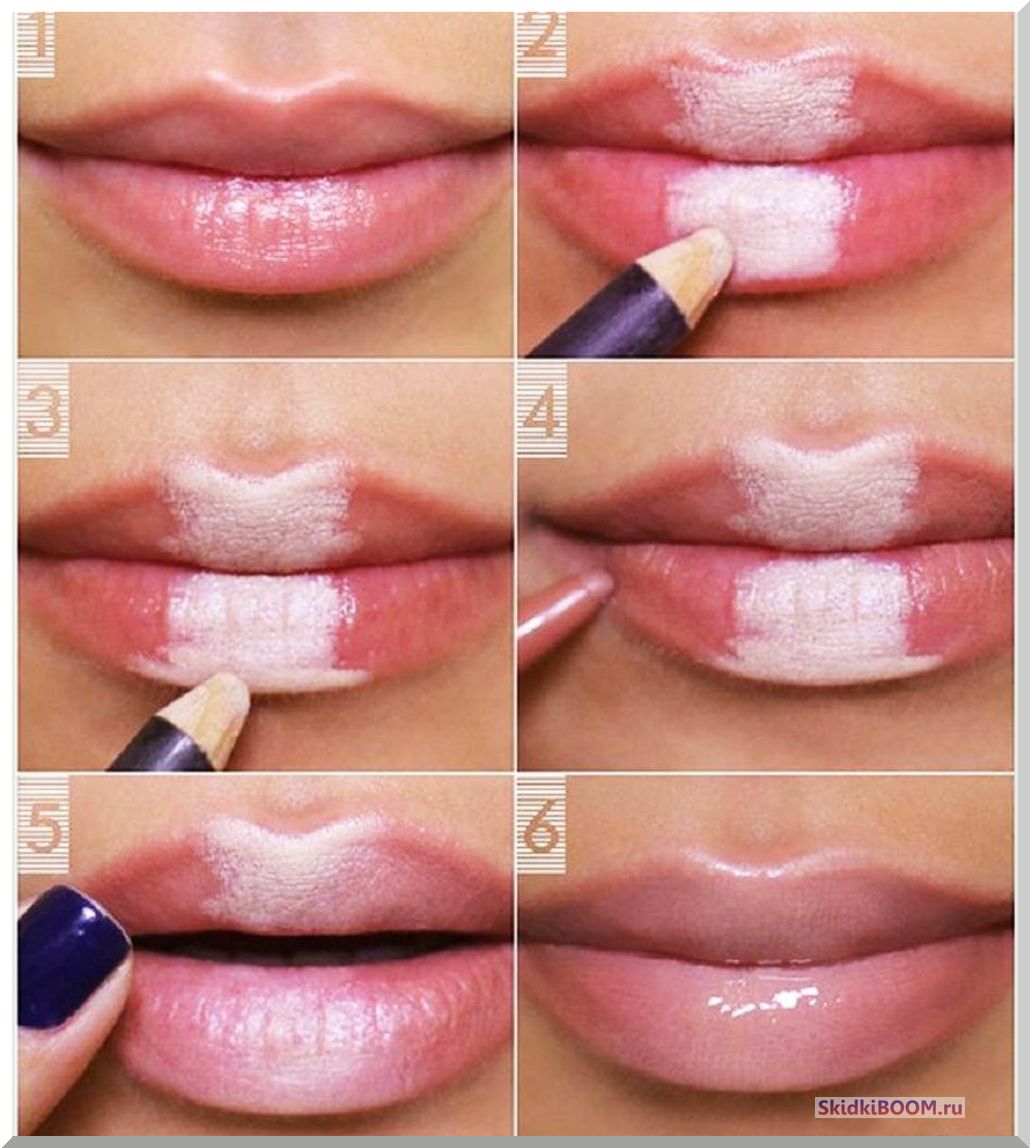 Как увеличить губы с помощью макияжа быстро