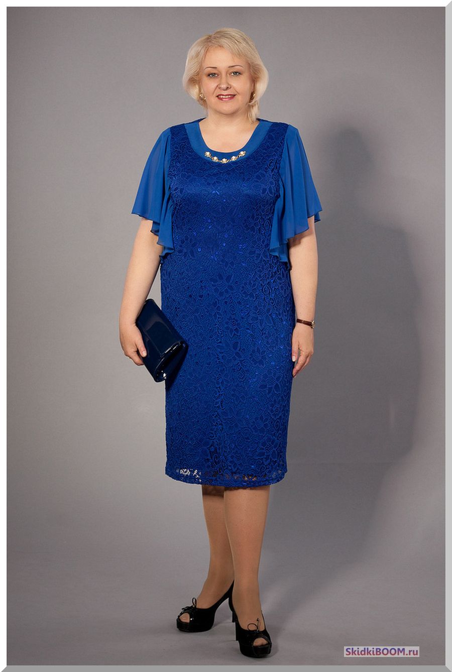 Модные платья для женщин после 50 лет - синее